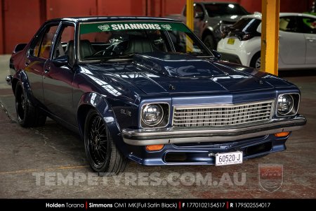 17x7.0 17x8.5 Simmons OM-1 Satin Black on Holden Torana