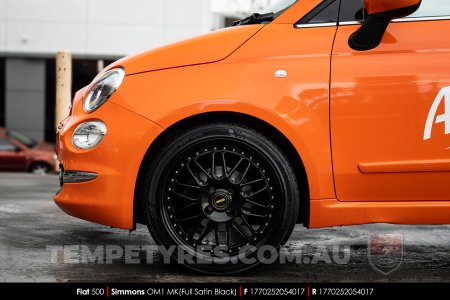 17x7.0 17x8.5 Simmons OM-1 Satin Black on Fiat 500