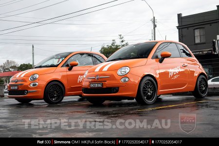 17x7.0 17x8.5 Simmons OM-1 Satin Black on Fiat 500