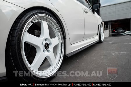 20x8.5 20x9.5 Simmons FR-1 White on Subaru WRX