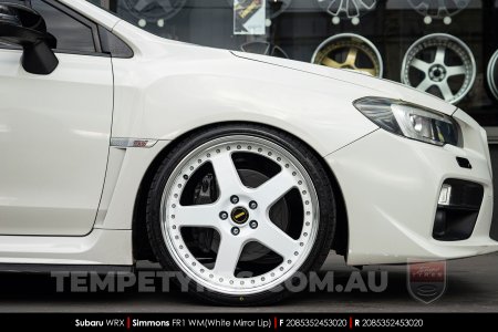 20x8.5 20x9.5 Simmons FR-1 White on Subaru WRX