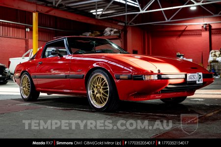 17x7.0 17x8.5 Simmons OM-1 Gold on Mazda RX7