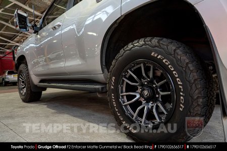 17x9.0 Grudge Offroad F2 Enforcer Matte Gunmetal on Toyota Prado