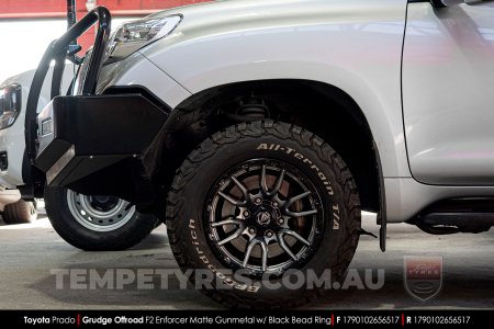 17x9.0 Grudge Offroad F2 Enforcer Matte Gunmetal on Toyota Prado