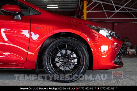 17x7.0 Starcorp Racing SR05 Satin Black on Toyota Corolla
