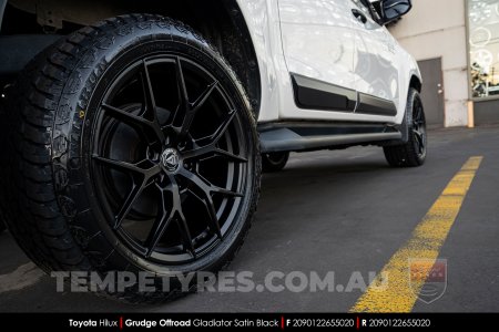 20x9.0 Grudge Offroad ZX2559 Gladiator Satin Black on Toyota Hilux