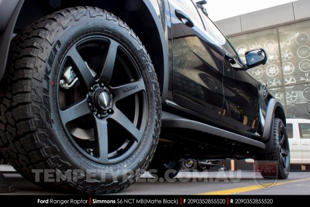 20x9.0 Simmons S6 Matte Black NCT on Ford Ranger Raptor