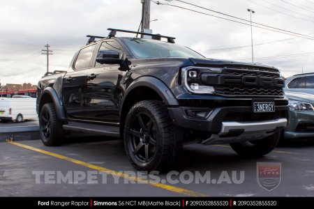 20x9.0 Simmons S6 Matte Black NCT on Ford Ranger Raptor