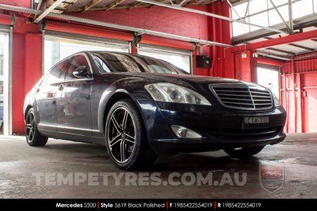 19x8.5 5619 Black Polished on Mercedes S-Class