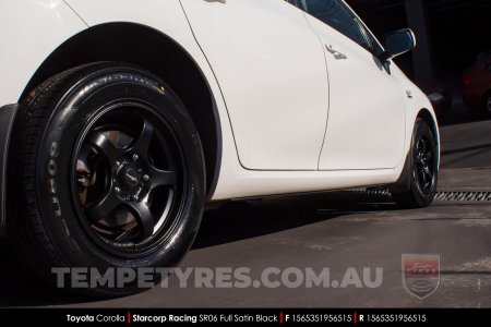 15x6.5 Starcorp Racing SR06 Satin Black on Toyota Corolla