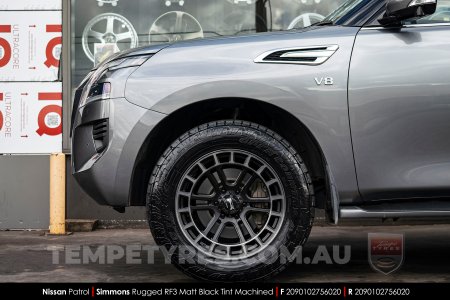 20x9.0 Simmons RUGGED RF3 Matt Black Tint Machined on Nissan Patrol