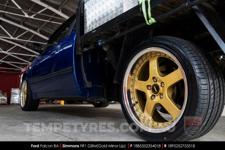 18x8.5 18x9.5 Simmons FR-1 Gold on Ford Falcon