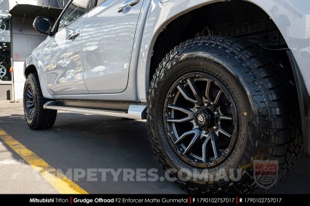 17x9.0 Grudge Offroad F2 Enforcer Matte Gunmetal on Mitsubishi Triton
