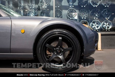 17x7.0 Starcorp Racing SR06 Satin Black on Mazda MX5