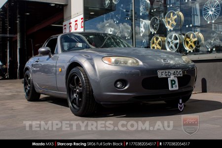 17x7.0 Starcorp Racing SR06 Satin Black on Mazda MX5