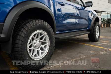 18x9.0 Simmons Rugged R4 Silver Machined on Ford Ranger Raptor