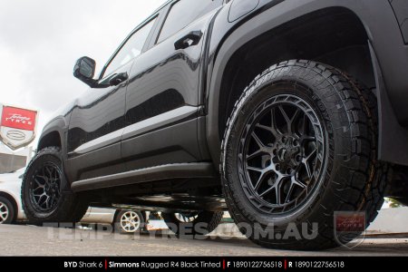 18x9.0 Simmons Rugged R4 Black Tinted on BYD Shark 6
