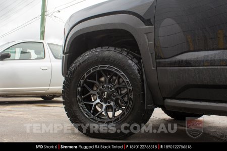 18x9.0 Simmons Rugged R4 Black Tinted on BYD Shark 6
