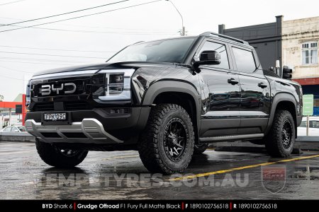 18x9.0 Grudge Offroad F1 Fury Matte Black on BYD Shark 6