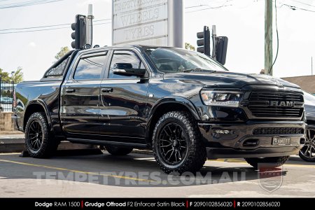 20x9.0 Grudge Offroad F2 Enforcer Satin Black on Dodge Ram