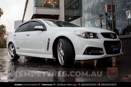 22x8.5 22x9.5 Simmons FR-1 Silver on Holden Commodore VF