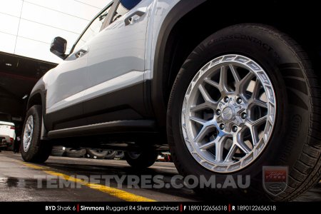 18x9.0 Simmons Rugged R4 Silver Machined on BYD Shark 6