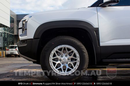 18x9.0 Simmons Rugged R4 Silver Machined on BYD Shark 6